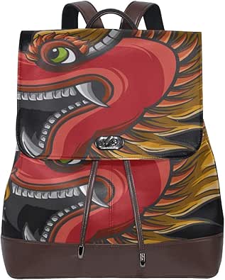 Traditional Asian Dragon Girls Leather Backpack Classic Leather