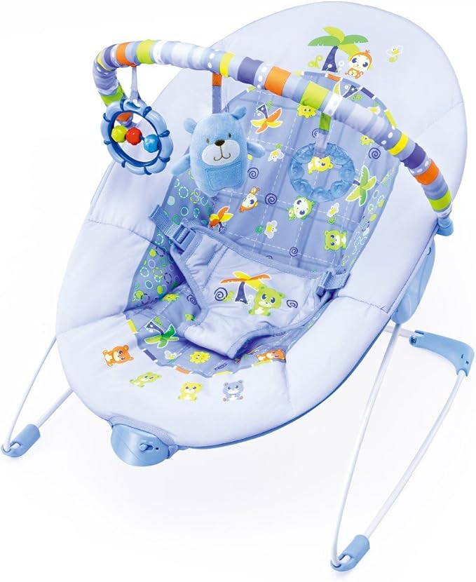 blue baby bouncer chair