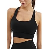 Sogetdo Women Strappy Sports Bras Padded Racerback Criss Cross Back Square Neck Workout Gym Yoga Tank Top