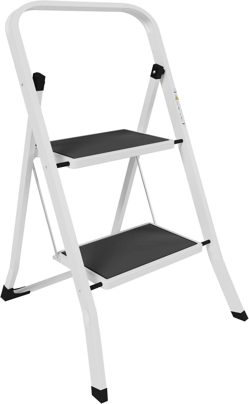 Home Vida 2 Step Ladder Heavy Duty Steel Folding White 150kg Load