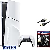 PlayStation 5 Slim Disc 3TB SSD Edition Bundle with The Last of Us Remastered and Mytrix 8K HDMI2.1 Cable - PS5, White