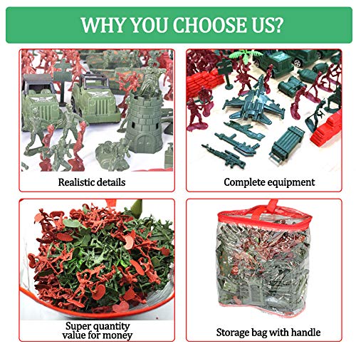 WenSha Army Men Playset,307 Pcs Army Action Figures Including Toy Soldiers,Sandbags, Tanks,Helicopters,Best Army Toys for Boys Girls and Adults