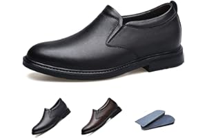 GiJQFCb Slip on Men's Loafers Height-Boosting Formal Dress Shoes 2.36" Taller Invisible Height Increasing Elevator Shoes Leat