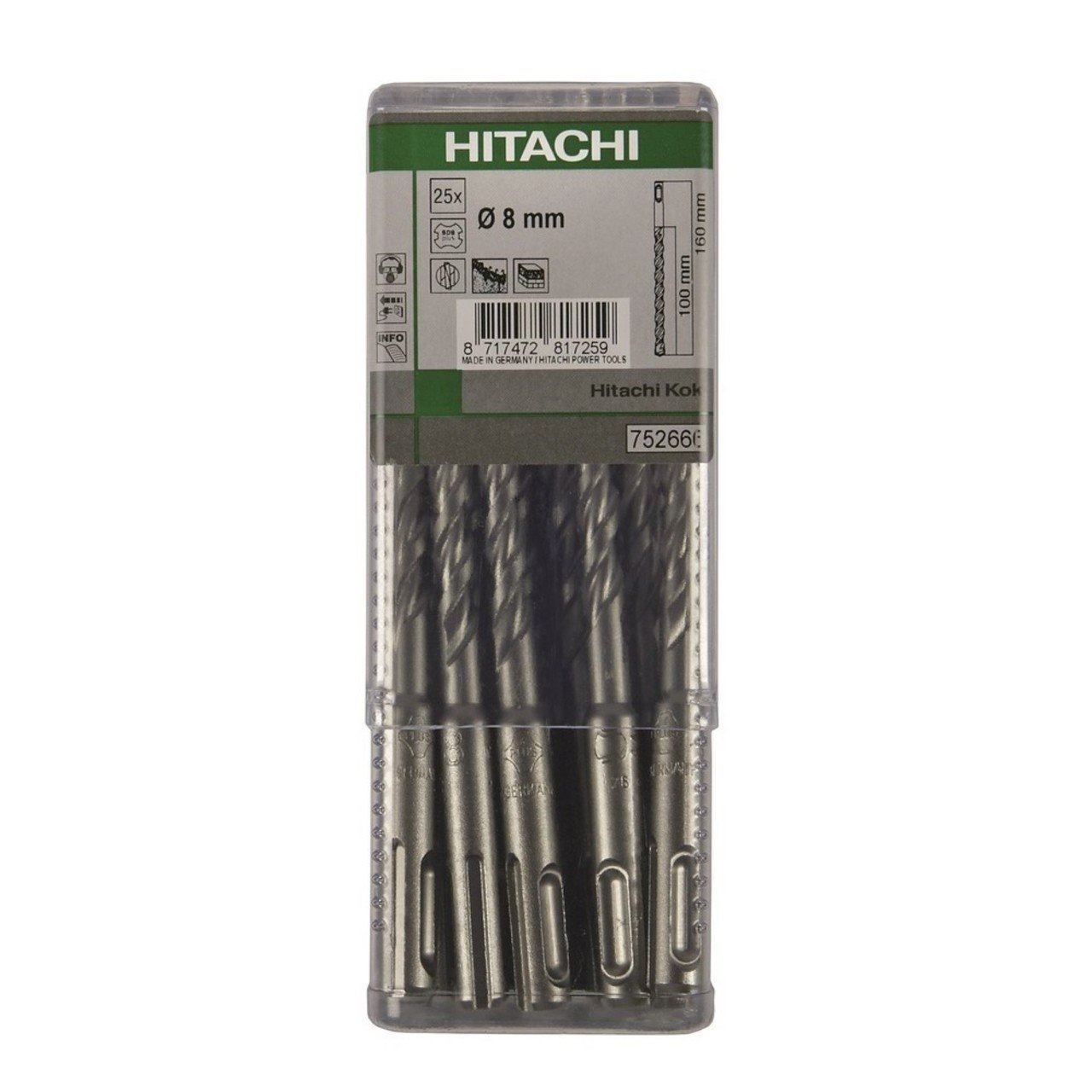 Hitachi – 782673 Multipack 25 SDS-Plus Drill Bits 2 Cut Professional 8 x 110 mm Long Util 50
