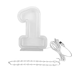 attneon Number 1 Neon Sign,Led Light Up One Numbers