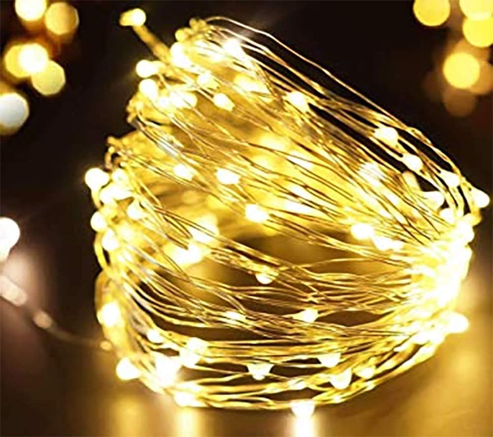 Led String Lights 50 LEDs Decorative Fairy Battery Powered String Lights, Copper Wire Light for Bedroom,Wedding (5M 50 LED Warm White)
