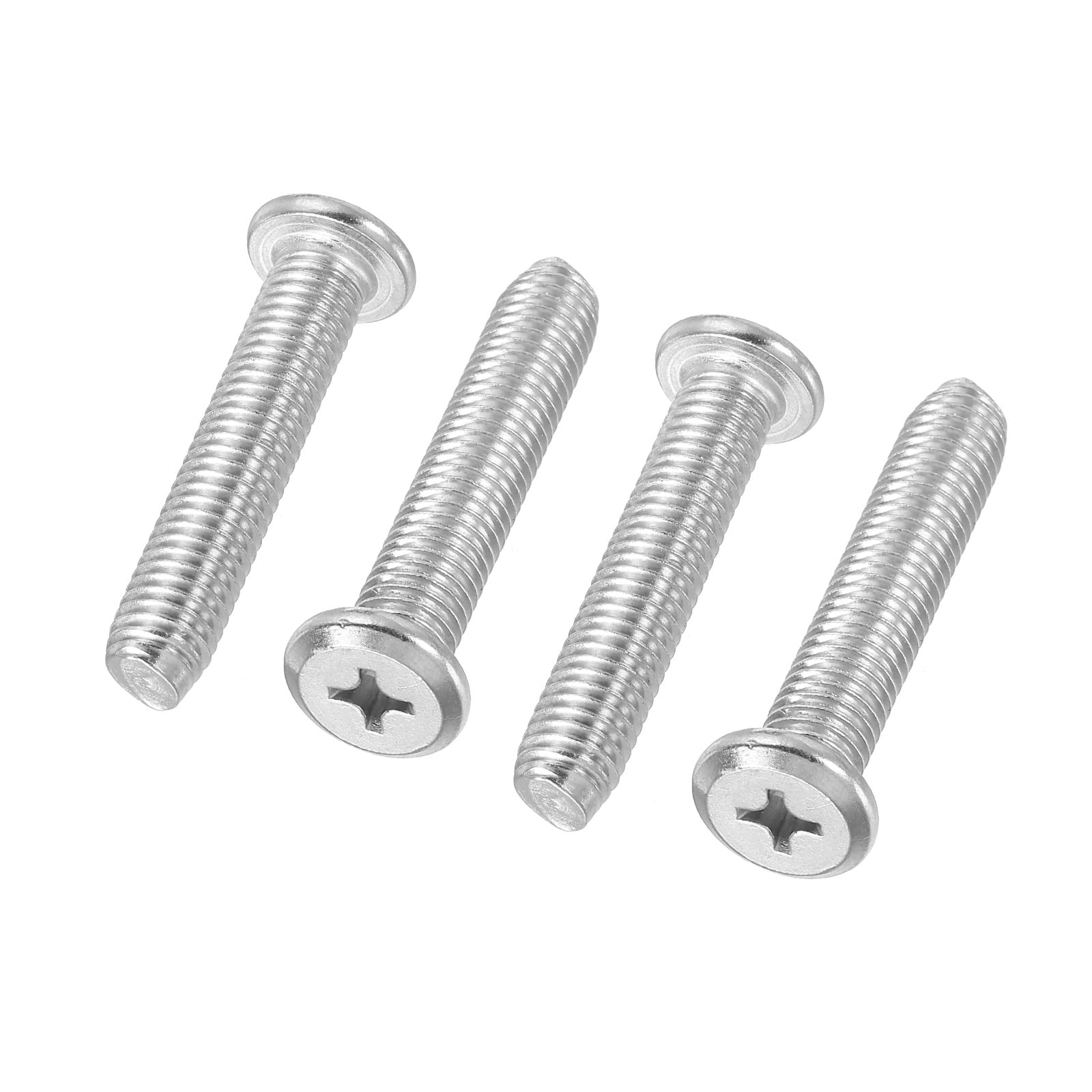 PATIKIL Flat Round Head Phillips Screws, 4 Pack M8-1.25 x 65mm Binding Screws 304 Stainless Steel 18-8 Full Thread, Phillips Drive Machine Screw Furniture Screw Connector Bolts