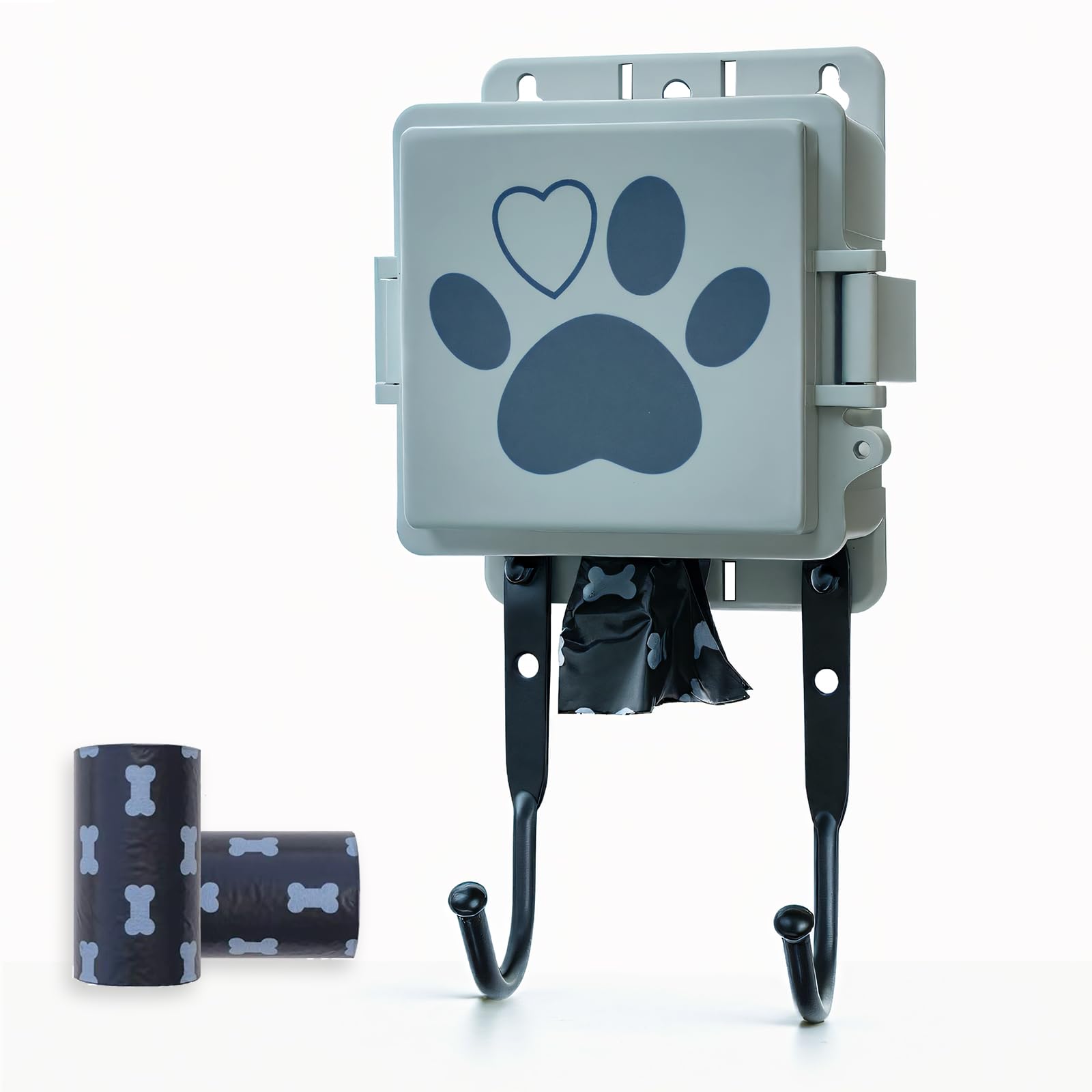Photo 1 of Dog Poop Bag Dispenser Wall Mounted Pet Waste Bags Holder With Hooks And 2 Rolls, Mini All-Weather Doggie Bag Dispenser For Home Inside Or Outside(1 mini dispenser)