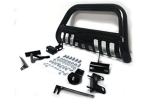 AutoForever 3" Front Bumper Bull Bar Grill Guard Stainless Steel Black Tubing Brush Push Bar with Skid Plate Compatible with 2009 2010 2018 Dodge Ram 1500 2009-2018 Ram 1500