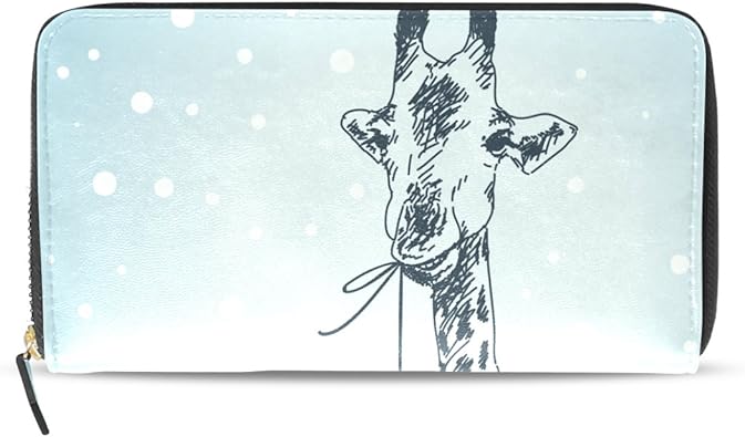 Sunlome Christmas Hand Drawn Giraffe Pu Leather Long Wallets Zipper Clutch Ladies Purse Wallet For Women Girl Amazon Ca Shoes Handbags