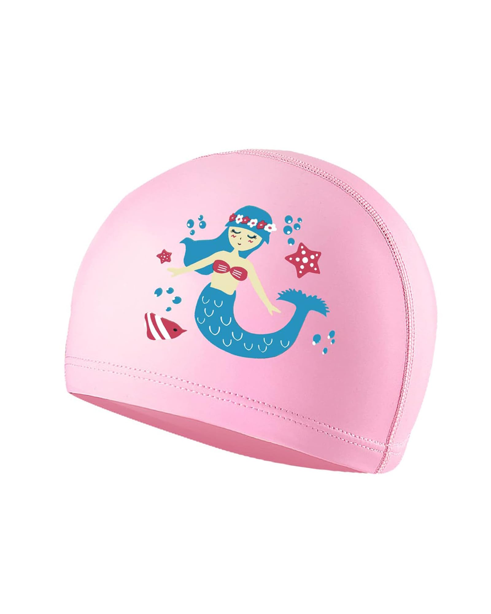 Kids Swimming Cap for Girls 4-9 Years, Swim Hat Boys, PU Material (Pink)