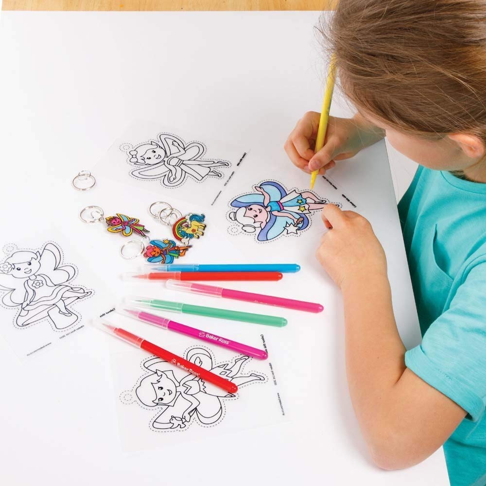Baker Ross AX925 Fairy Super Shrink Keyrings, Pack of 8, Make Your Own Key Rings for Kids to Colour in Make and Display - Image 5