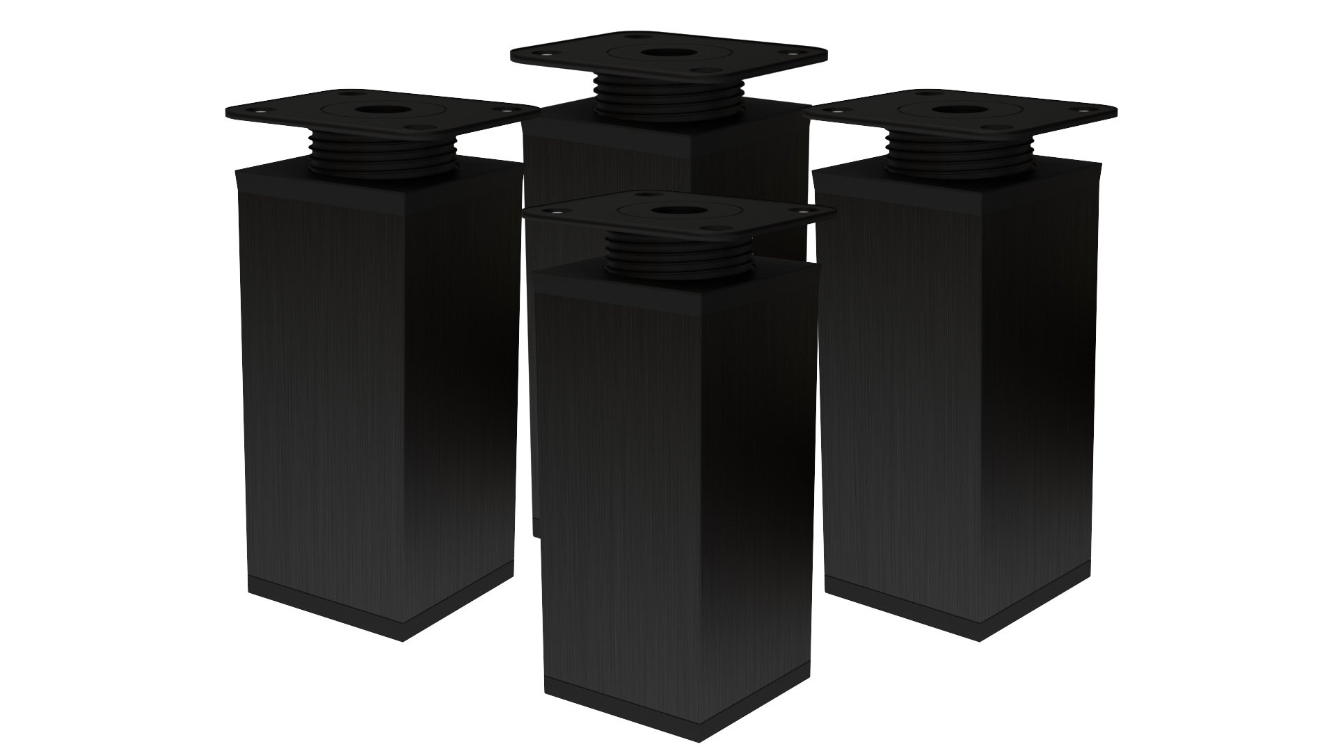 Alusfera Height Adjustable Furniture Feet - 4 Pieces, 40 x 40 mm, Metal, Black