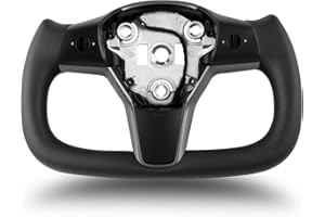 ZIMABLUE Tesla Yoke Steering Wheel Personalized Yoke Steering Wheel Nappa Leather with Heating Function for Model 3/Y 2017-2023 (Black Nappa)