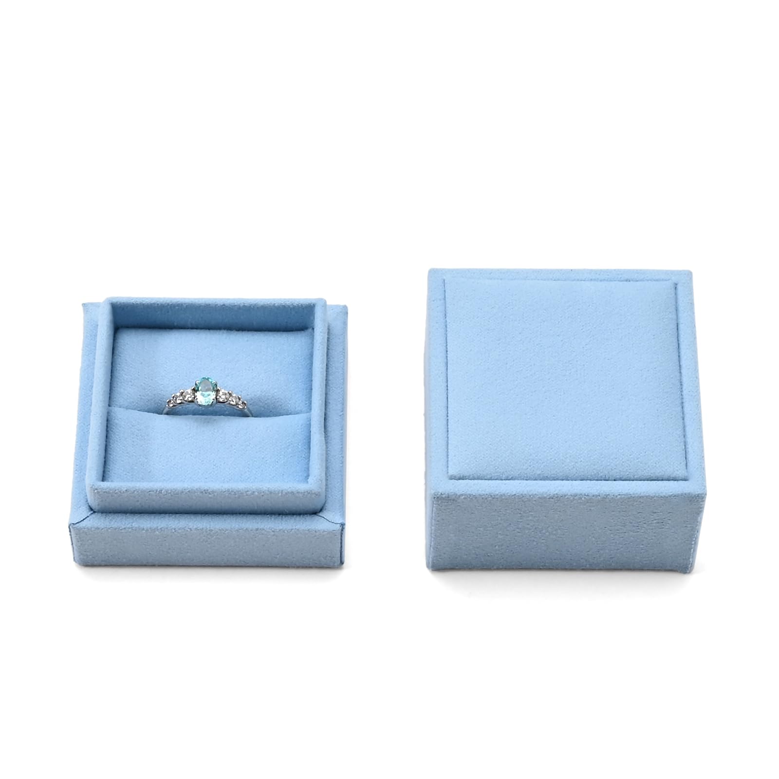 Oirlv Ring Gift Box with Lid Magnetic Boxes for Wedding Proposal Gift Birthday Present with Card(Blue)