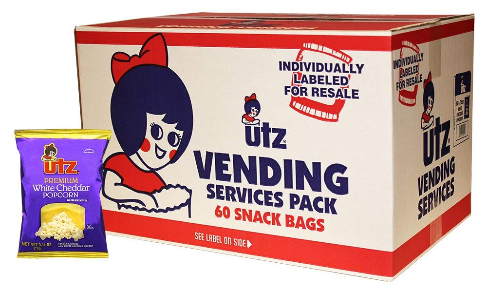 Utz Popcorn, White Cheddar – .75 oz. Bags (60 Count) – Baked with Real Cheese, Tasty Individual Snacks to Go, Cholesterol Free, Trans-Fat Free, Gluten Free Snacks