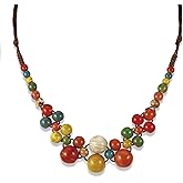 Dr's gift Boho Beaded Necklace for Women Chunky Statement Colorful Ceramic Beaded Necklace Bohemian Hippie Vintage Jewelry