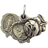 HMHInc Sterling Silver Triple Slide Rosebud Miraculous and Scapular Multi Medal, 9/16 Inch