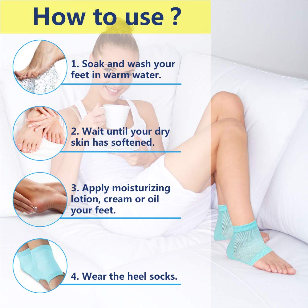 Moisturizing Socks, 3 Pairs-Moisturizing/Gel Heel Socks for Dry Cracked Heels, Open Toe Socks, Ventilate Gel Spa Socks to Heal and Treat Dry, Gel Lining Infused with Vitamins (Pink, Turquoise, Grey) : Beauty