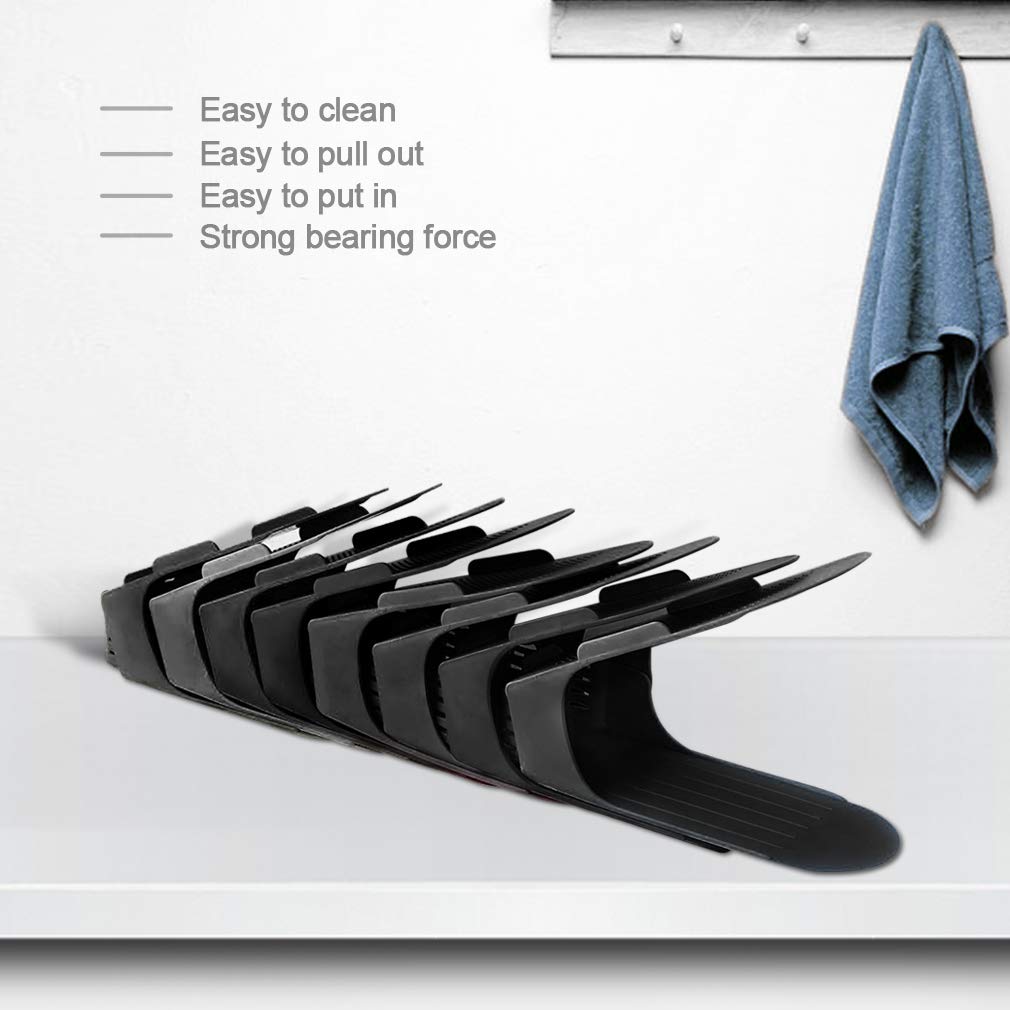 Einstellbare Schuh Slots für Schuhregale und Schrank, 8 Stück Platzsparende Schuhstapler/Schuhhalter Set, Verstellbare Schuh Veranstalter - Kunststoff Schuh Organizer Space Saver (Schwarz)