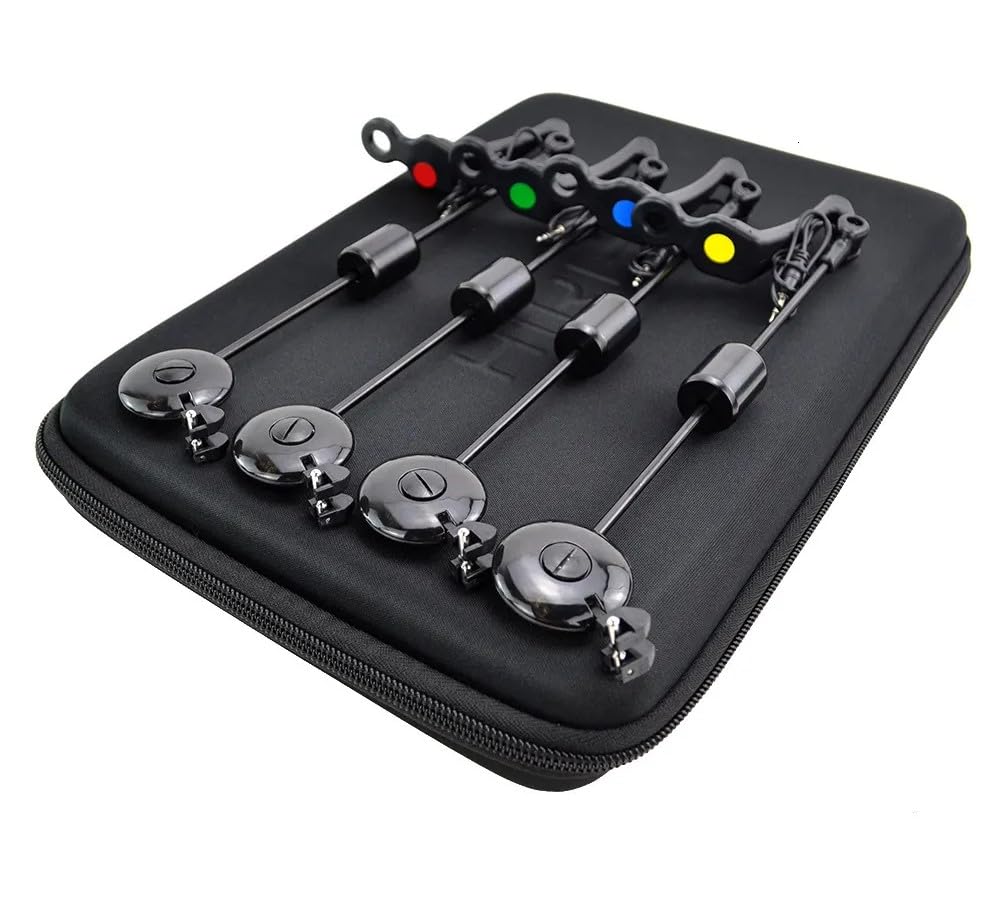 Hirisi Carp Fishing Swingers Drop Off Indicator 4 x colours in Zipped Case Round head