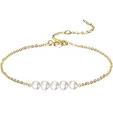 KECHO 14K Real Gold Freshwater Cultured Pearl Bracelet 14K Solid Gold Jewelry Anniversary Birthday Gifts for Women (Irregular 5)