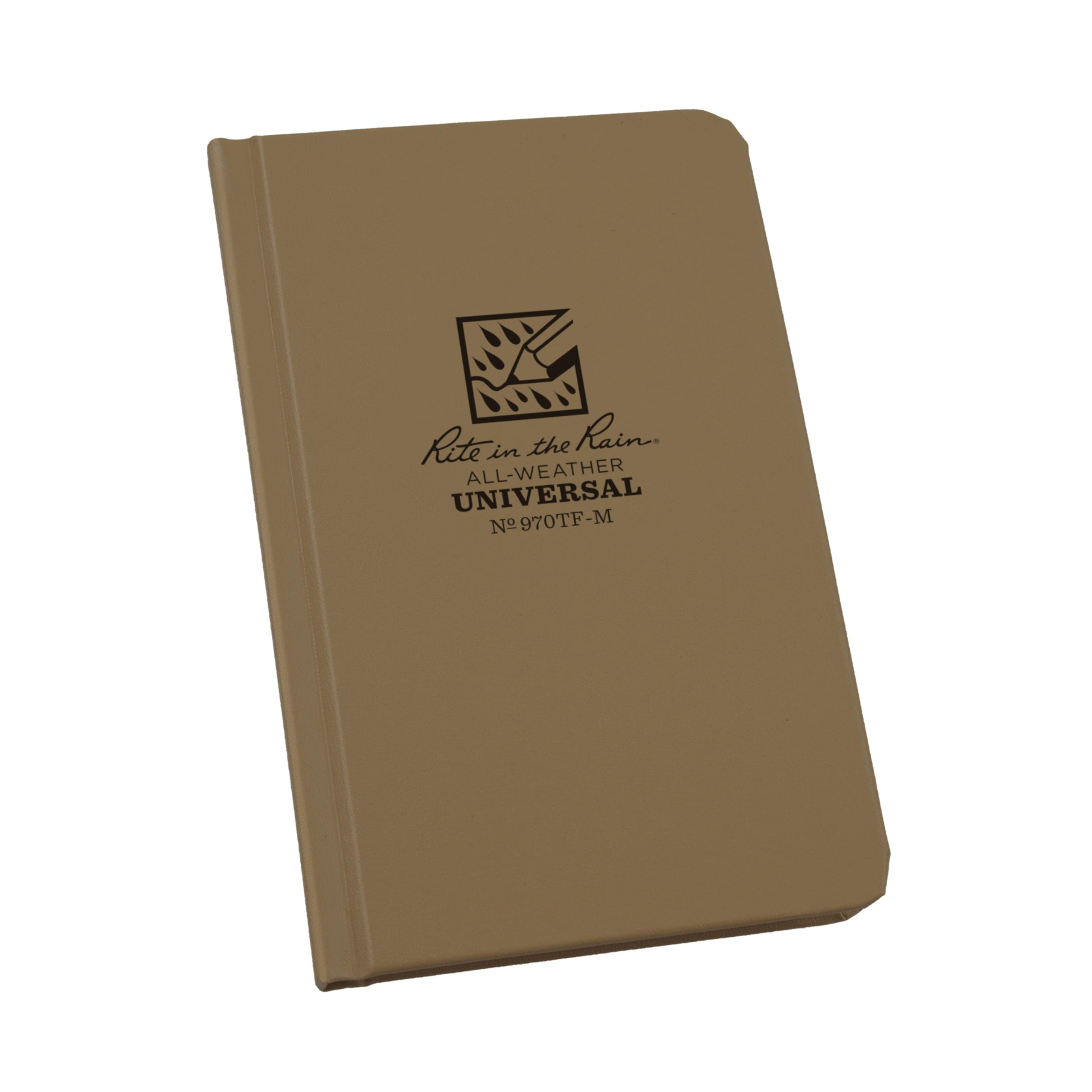 Rite in the Rain Weatherproof Hard Cover Notebook, 4.25" x 6.75", Tan Cover, Universal Pattern (No. 970TF-M)
