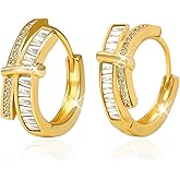 VOMIOK Gold Hoop Earrings for Women, Lightweight Huggie Earrings 14K Gold Plated Hypoallergenic Hoops Earrings, Fashion Cubic Zirconia Hoops Earrings Jewelry Gifts