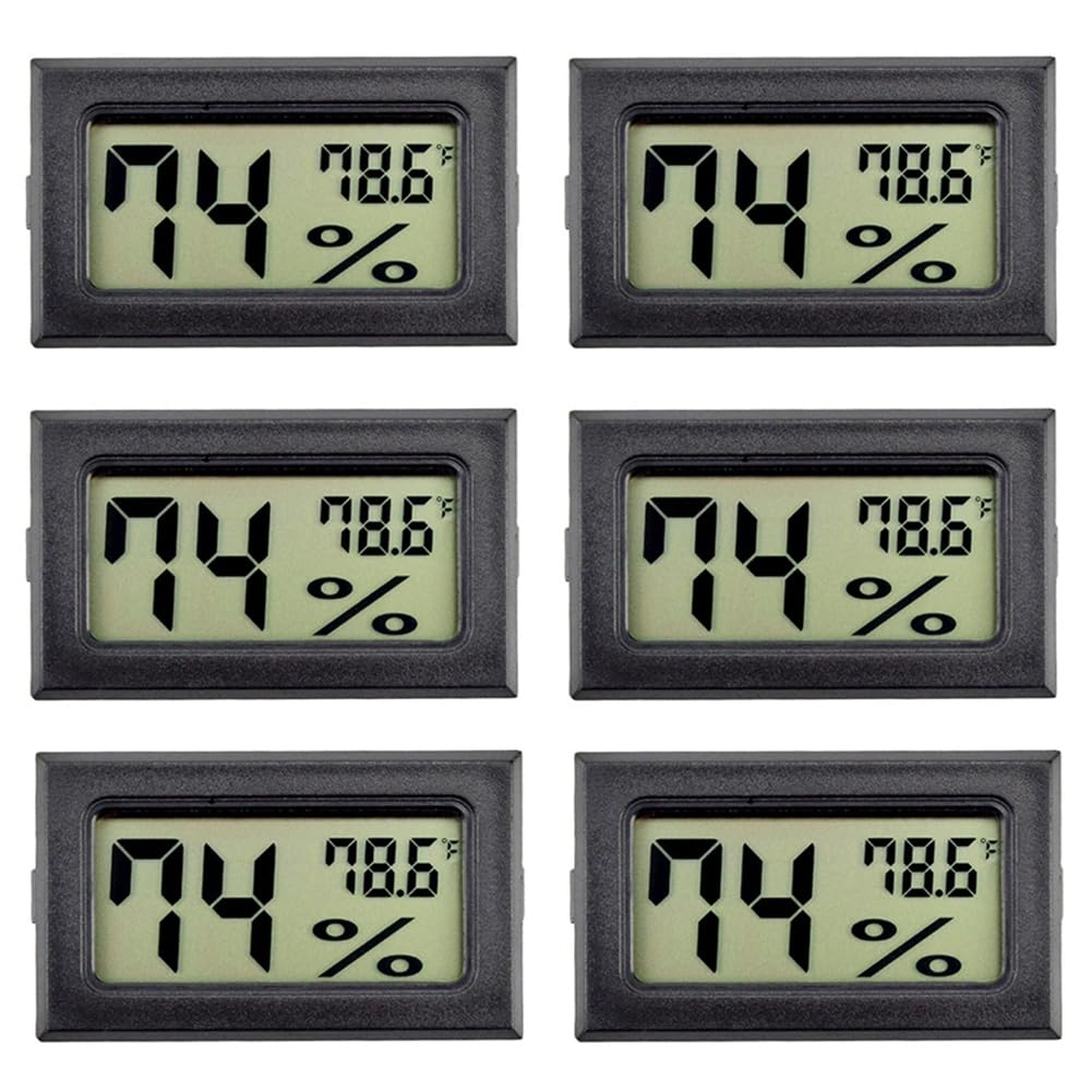 Fowecry 6Piece Mini Hygrometer Indoor Humidity Meter Hygrometer Digital Thermometers Humidity with (℉) for Greenhouse, Garden