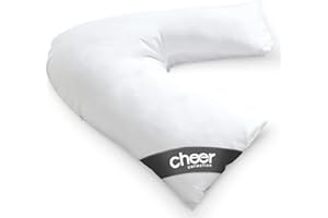 Cheer Collection Oversized V-Shaped Pillow, L-Shaped Pregnancy Pillow for Neck and Shoulder Support, Curved Body Pillow with Removable Pillowcase
