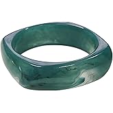 NKTDWO Chunky Acrylic Bangles Bracelets for Women Geometric Resin Acetate Party Wide Cuff Statement Colorful Jade Bangle Arm Cuff Jewelry