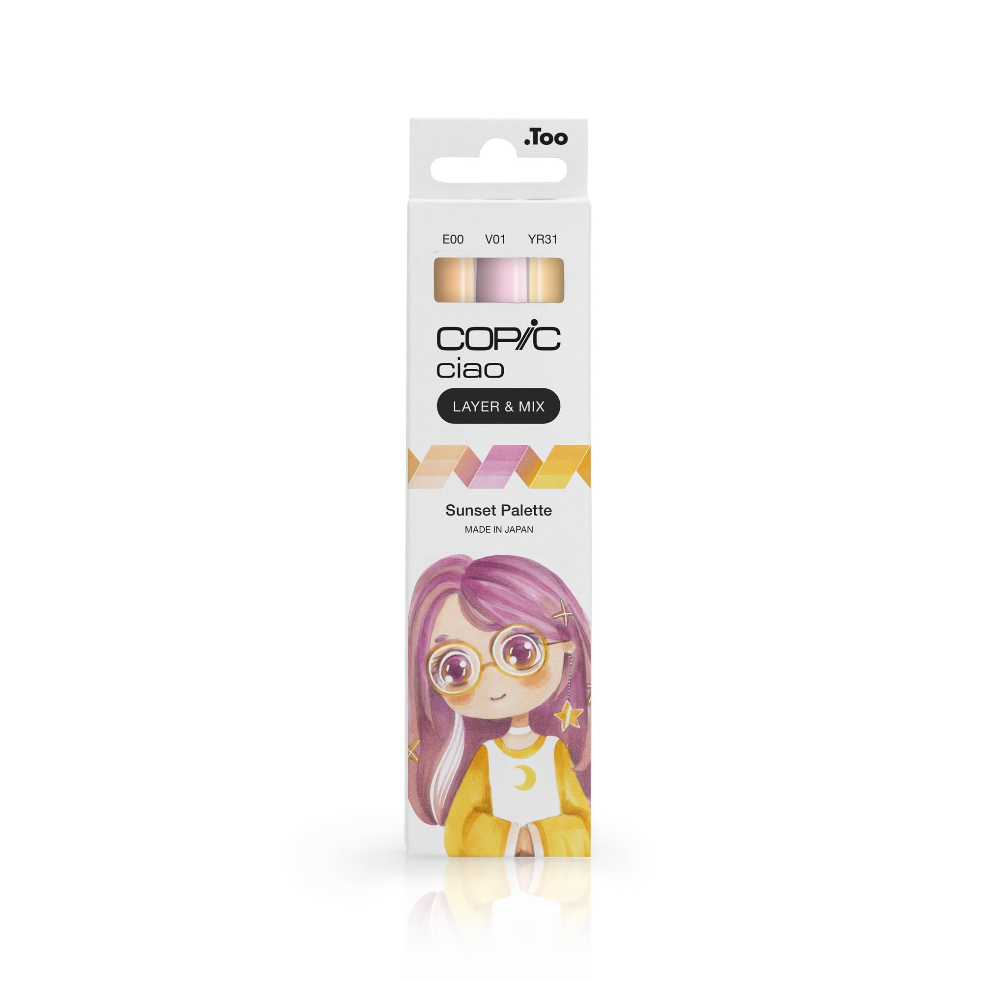 COPIC Ciao Layer & Mix Set Of 3 Pens, Sunset Palette Markers, Art, Craft Colouring, Graphic, Highlighter, Design, Anime Manga