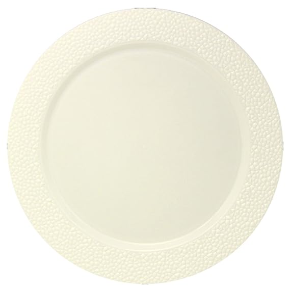 Posh Setting Cream Charger Plates, Hammered Design, Medium