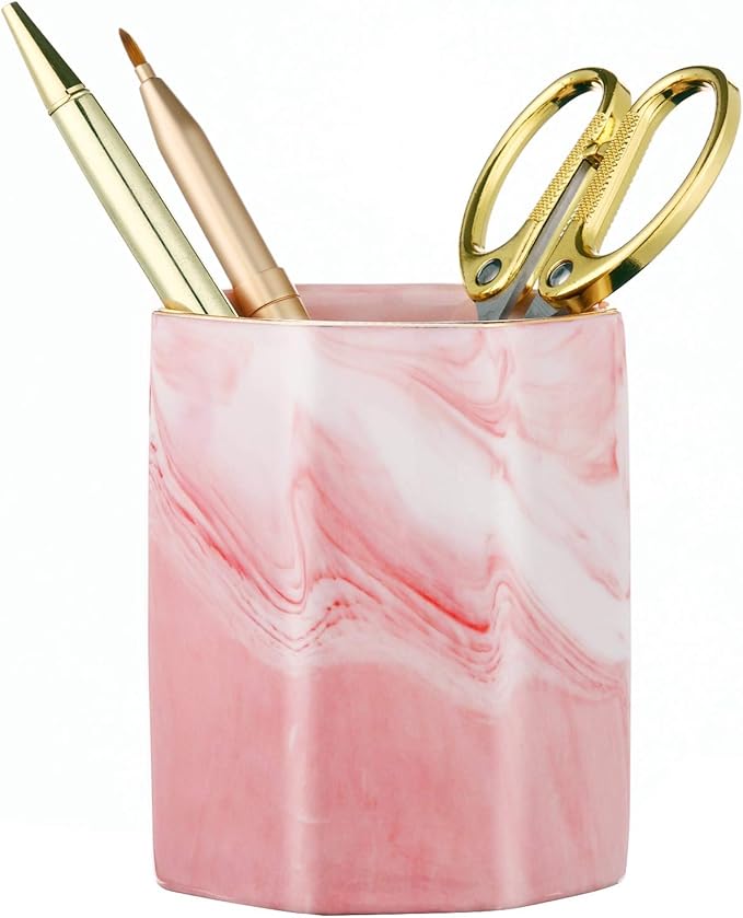 Onlyesh Ceramic Pen Holder, Pencil Holder for Desk, Marble