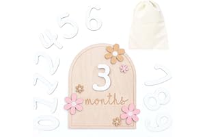 REWOALZX Baby Monthly Milestone Cards, Month Baby Milestone Signs, Perfect Newborn Photography Props to Document Your Baby´s Growth, Newborn Gift for Girl and Boy (Flower)