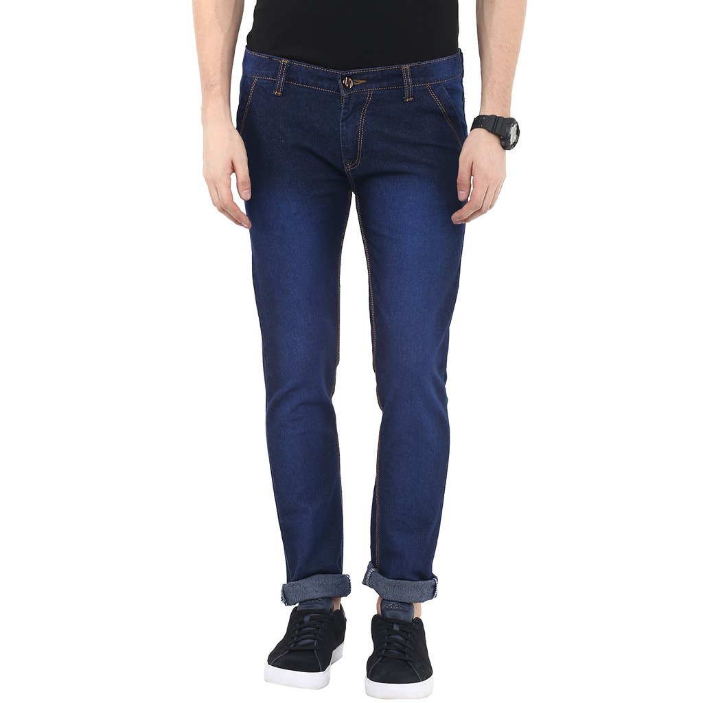 urbano fashion blue & black slim fit stretch jeans - pack of 2