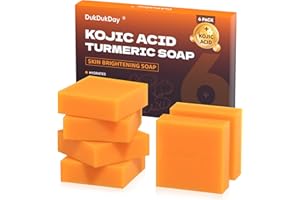 Dukdukday Turmeric Soap Bar Dark Spots for Face & Body, Kojic Acid soap Deep Cleansing, Gentle Soap Sensitive Skin Formula, All Skin Types 60g x 6 Bars