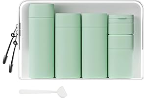 Suteng Travel Bottles for Toiletries, TSA Approved 5 Pack Travel Size Containers, Leak Proof Refillable Travel Accessories for Shampoo Conditioner, Portable Travel Bottles with Clear Toiletry Bag