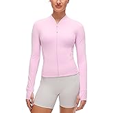CRZ YOGA Butterluxe V-Neck Jackets for Women - Full Zip Athletic Track Tops with Thumb Holes Pockets