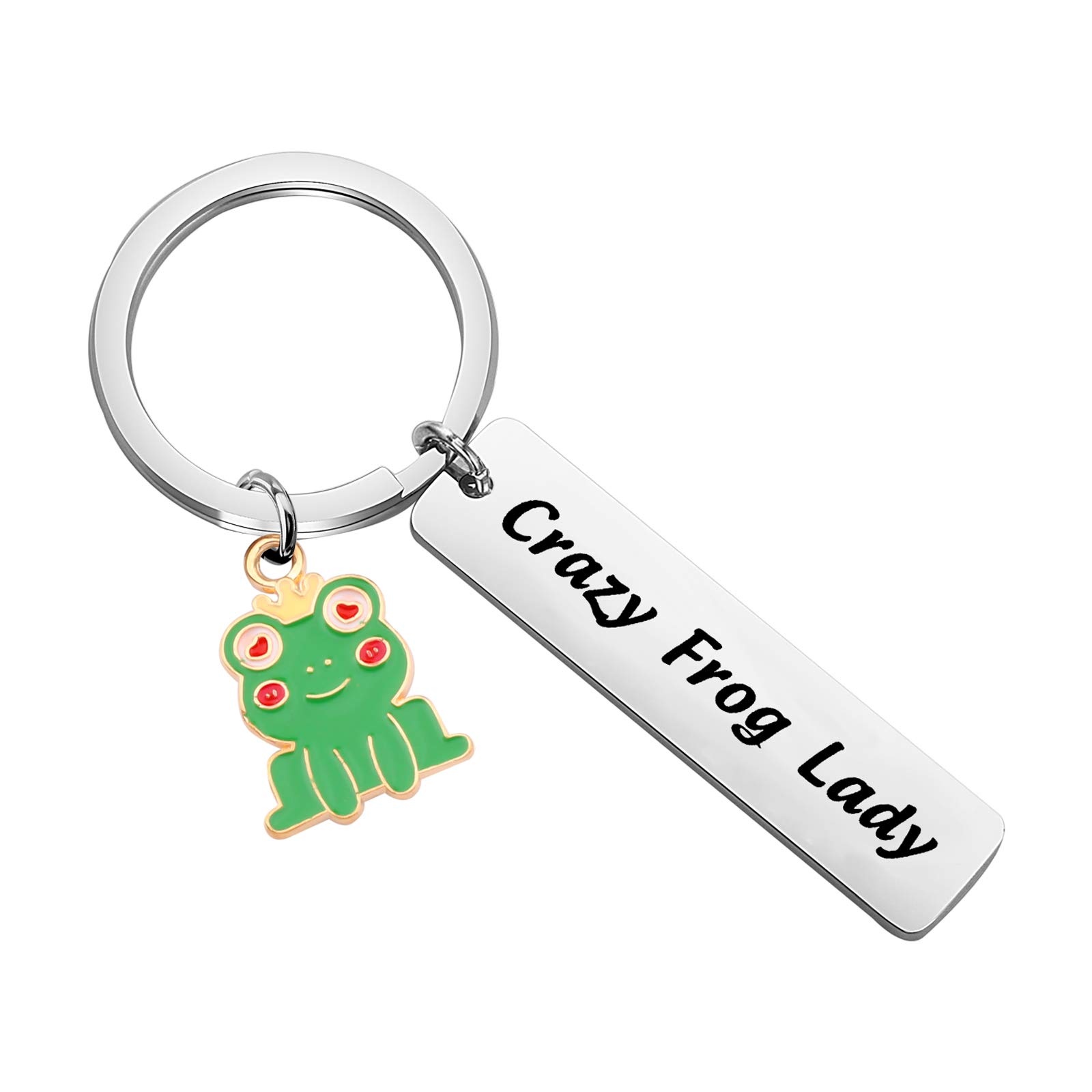 MYSOMY Frog Keychain Crazy Frog Lady Funny Frog Gifts for Frog Lovers (Crazy Frog Lady)