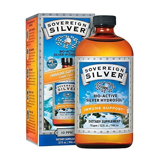 Sovereign Silver Bio-Active Silver Hydrosol for Immune Support - 10 ppm, 32oz (946mL) - Family Size Sovereign Silver Bio-Active Silver Hydrosol for Immune Support - 10 ppm, 32oz (946mL) - Family Size