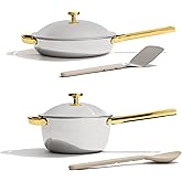 Our Place Mini Titanium Pro Cookware Duo | 6-Piece Tri-Ply Titanium Cookware Set with Always Pan Pro & Perfect Pot Pro | Non-Toxic No-Coating Nonstick | Induction & Oven-Safe up to 750°F | Gold