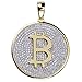 TOPGRILLZ Gold Pendant Necklace Men Rope Bitcoin Chain Iced out 14K Gold Plated Cryptocurrency Gold Necklace for Women Stainless Steel Necklace