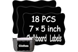 SMARSTICKER Extra Large Chalkboard Labels, Waterproof Adhesive Fancy Rectangles Chalkboard Stickers, Erasable & Reusable Black Board Sticker for Big Bins Boxes Jars Containers - 7'' X 5'', Pack of 18