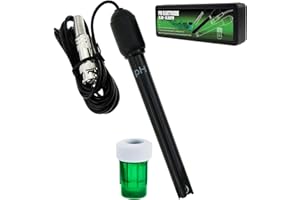 GAIN EXPRESS 0-14 pH Electrode Probe BNC Connector, 300cm Cable for PH Meter Monitor Controller Test Sensor, Replacement Kit for Aquarium Hydroponics Plant Pool Spa (pH Electrode)