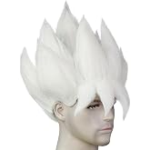 BESTBEL White Spiky Wig for Man Short White Cosplay Wig Anime Funny wigs | Spiky Anime Crazy Wigs for Men Short Fluffy Synthetic Hair for Halloween Cosplay Outfit Christmas Costume Party+Hair Net