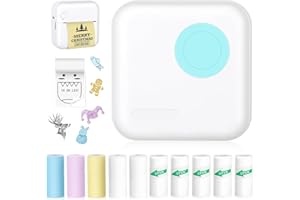 MOREMORE Mini Sticker Printer, Inkless Thermal Printer with 10 Rolls Thermal Papers and Stickers for iOS&Android, Mini Portable Printer for DIY, Scrapbook, Memo, Pictures, Notes, List