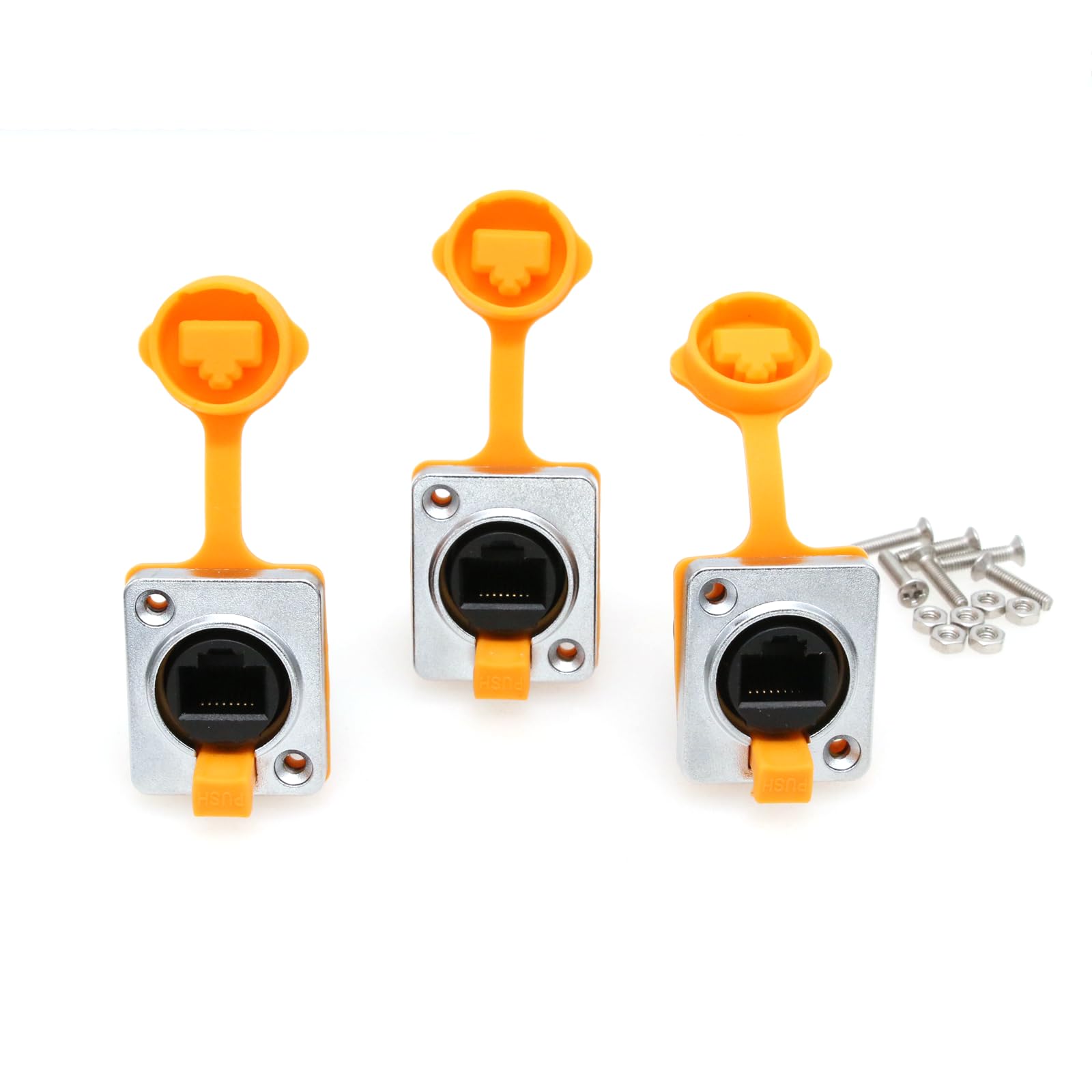 SZRMCC RJ45 Panel Mount Connector Cat5e RJ45 Ethernet Female LAN Module Bulkhead Panel Mount Coupler IP65 Waterproof Connector Socket with DustCap