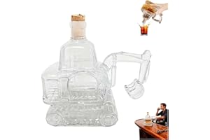 Whiskey Decanter Bottle, 3D Excavator-Shaped Whiskey Wine Bottle, Hand Carved Empty Wine Carafe Liquor Storage, Novelty Glass