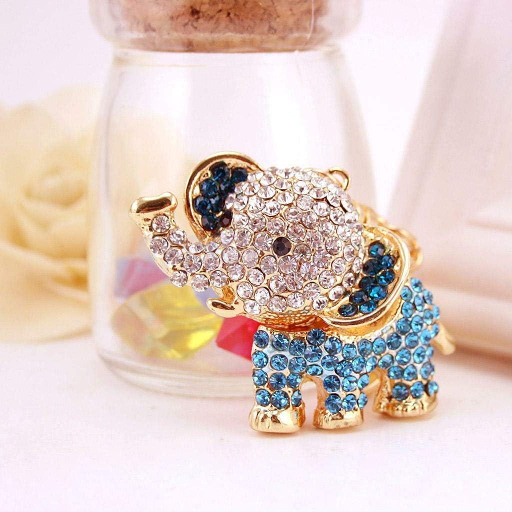NATFUR Trendy Crystal Rhinestone Keychain Charm Key Ring Chain Pendant Ladies Gifts Pretty Cute for Men for Girls Pretty Novelty Beautiful | Model - Blue Elephant
